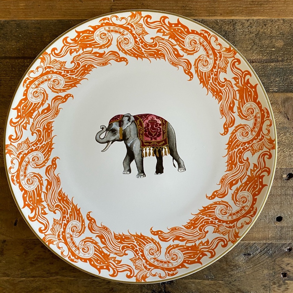 William Sonoma Raj Palace Thai Elephant Dinner Plates.